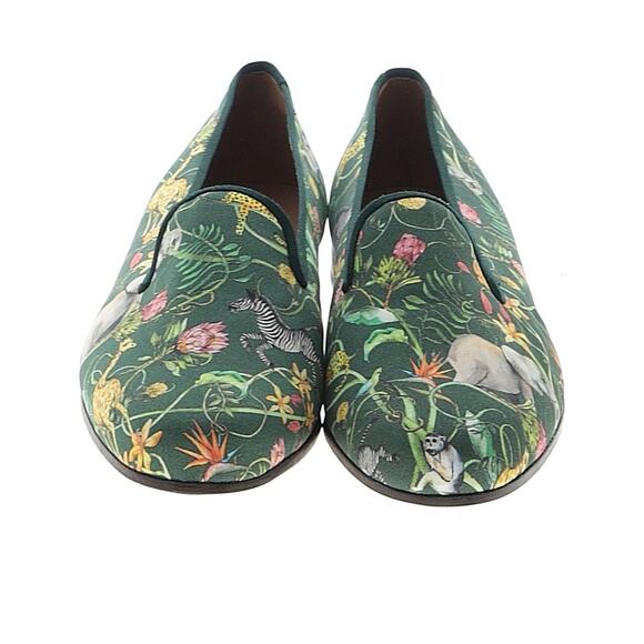 NEW Stubbs & Wootton Africa Emerald Silk Venetian Green Print Flat 10 - Picture 4 of 4